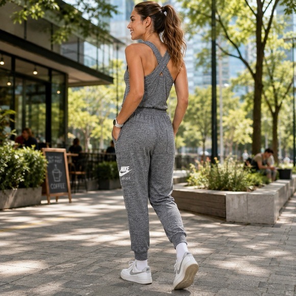 Nike Pants - NIKE SPORTSWEAR Gym Vintage Romper Jumpsuit Heather Gray 929172-091 Womens L
